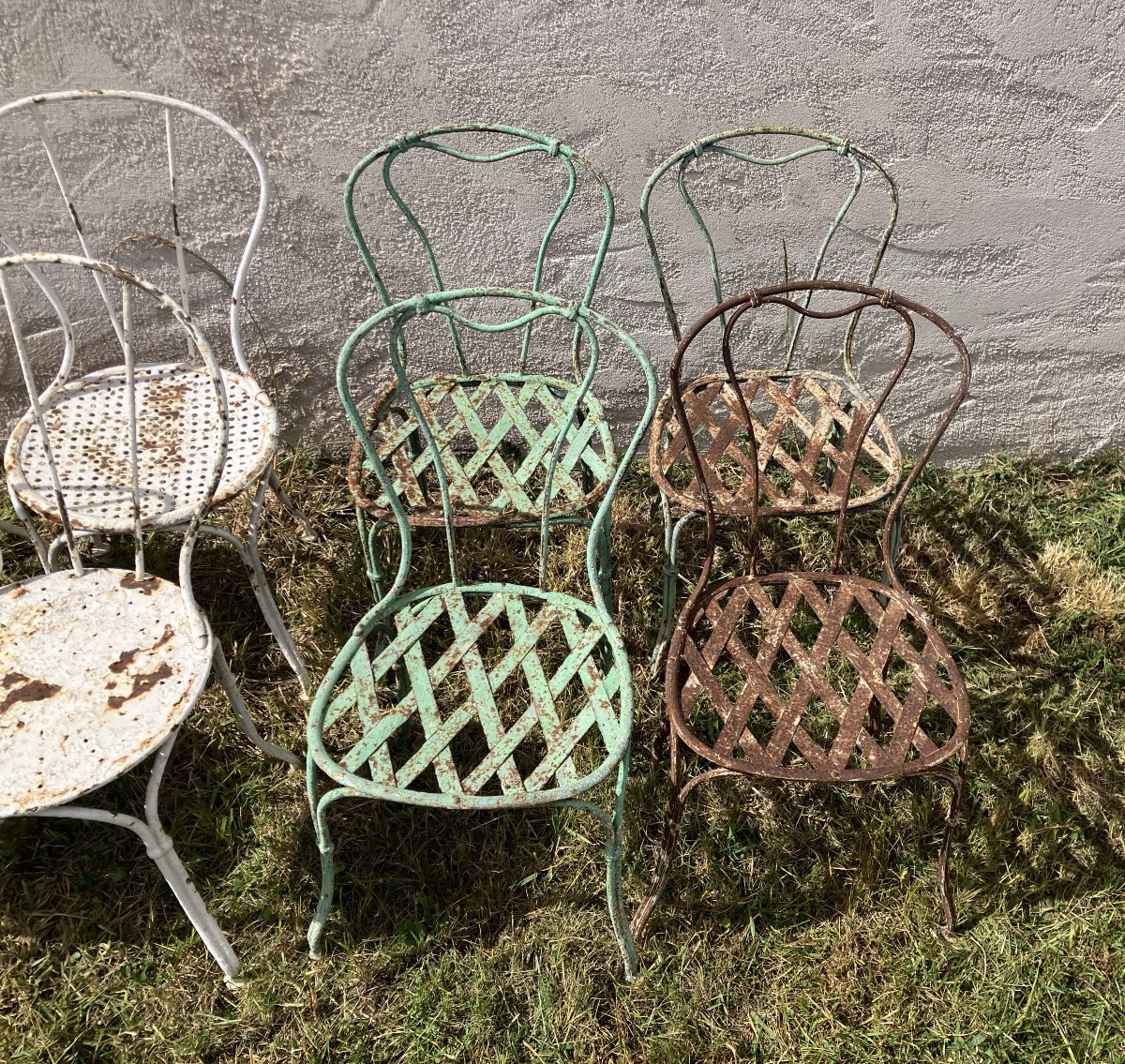 Série de 8 chaises de jardin en fer forgé 19ème salon de jardin-photo-3