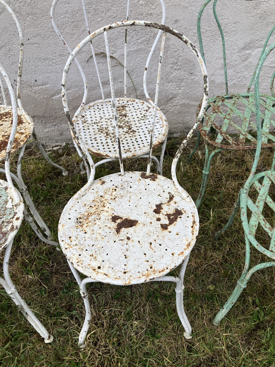 Série de 8 chaises de jardin en fer forgé 19ème salon de jardin-photo-1