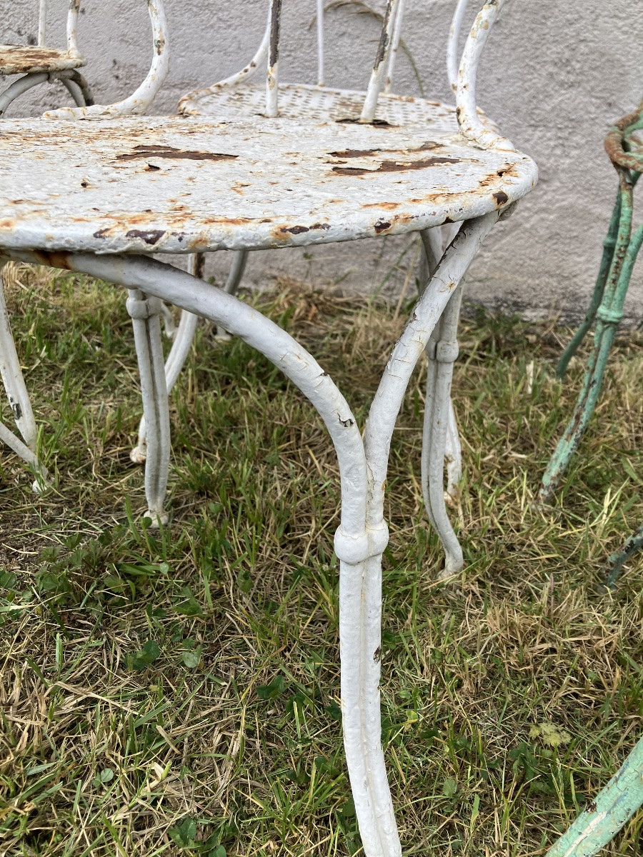 Série de 8 chaises de jardin en fer forgé 19ème salon de jardin-photo-3