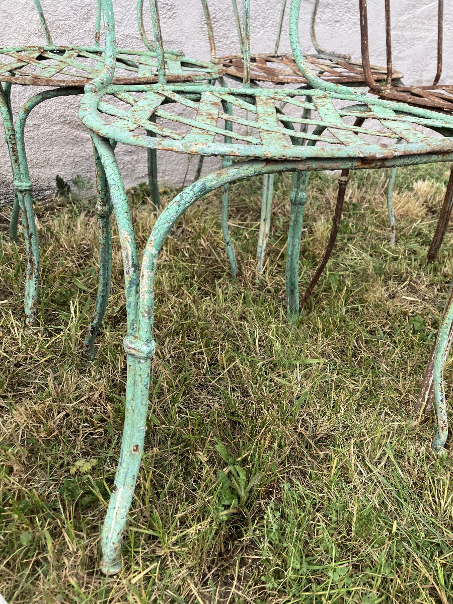 Série de 8 chaises de jardin en fer forgé 19ème salon de jardin-photo-4
