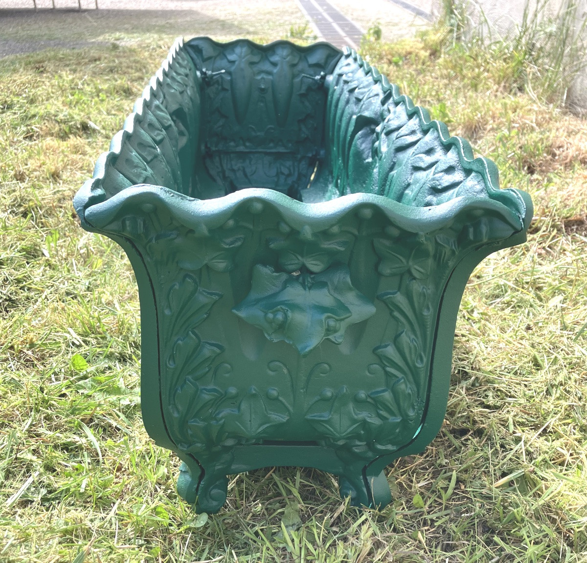 Importante jardinière art nouveau en fonte 1 mètre de large Vasque de jardin  dlg Guimard-photo-2