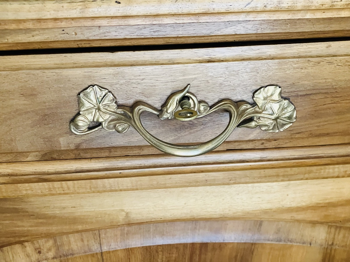 Gauthier Poinsignon Argentier art nouveau en noyer motif vigne vierge-photo-4