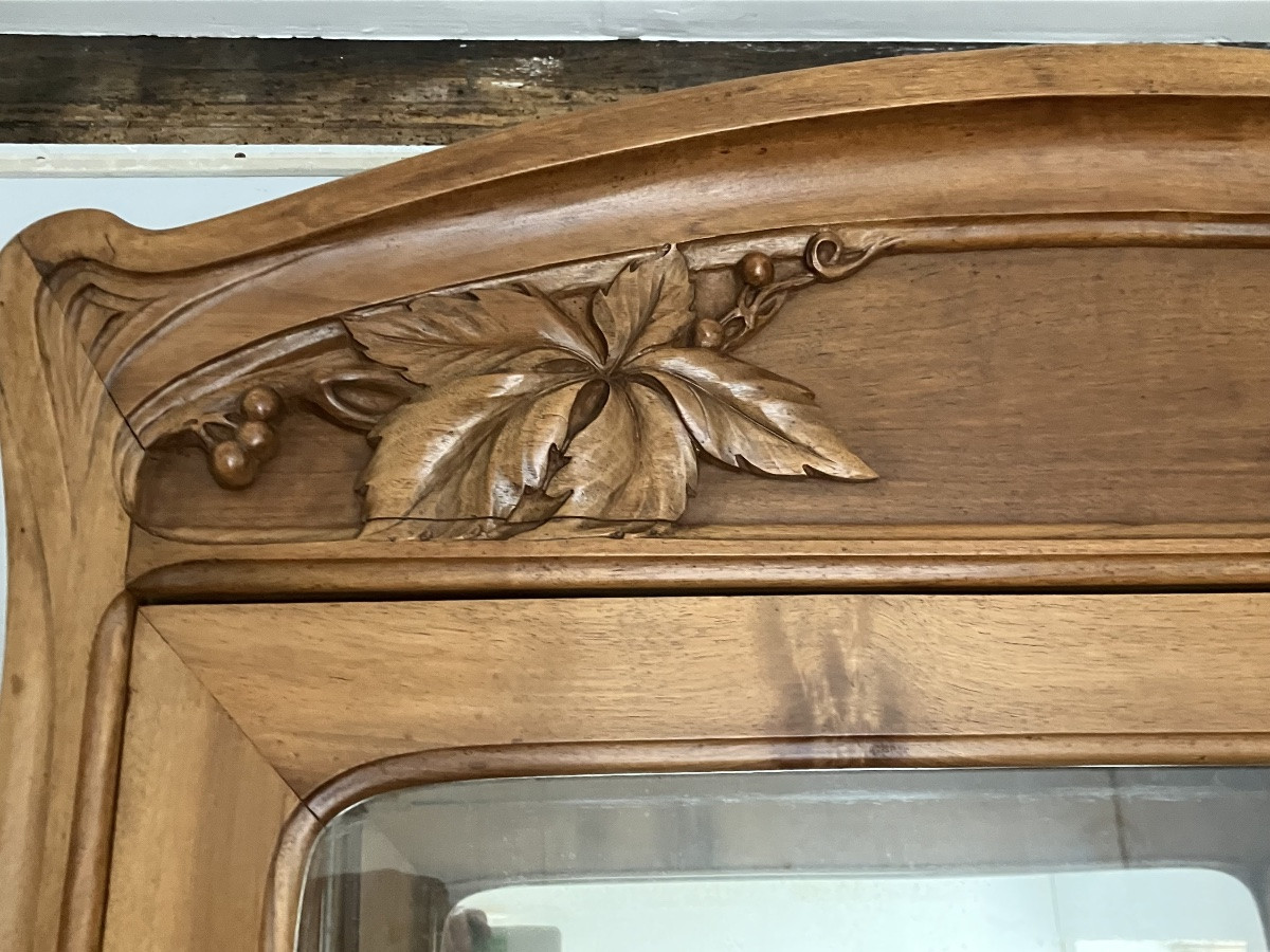 Gauthier Poinsignon Argentier art nouveau en noyer motif vigne vierge-photo-5