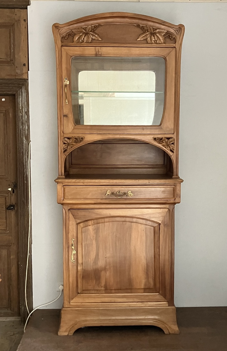 Gauthier Poinsignon Argentier art nouveau en noyer motif vigne vierge