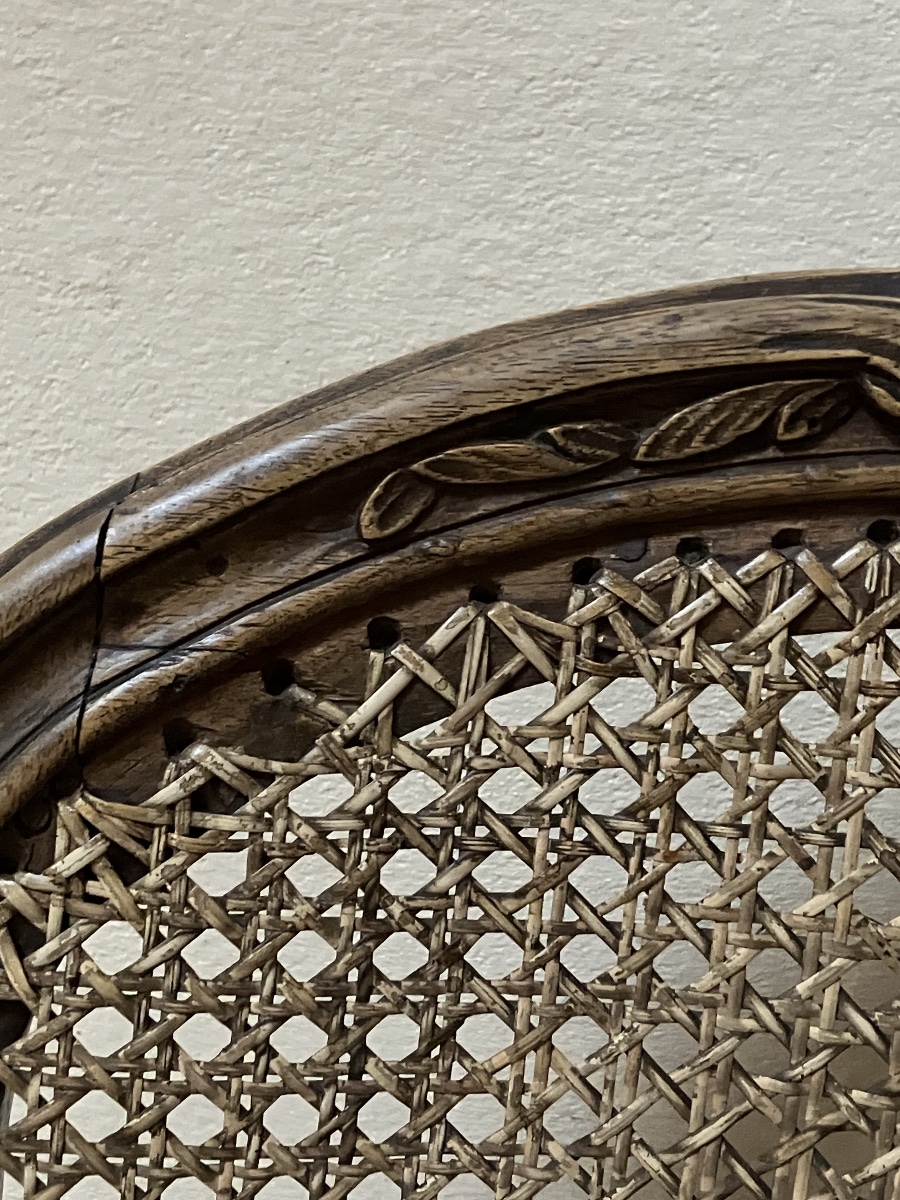 Set Of 6 Louis XV Period Chairs In Walnut With Wickerwork Dlg Nogaret-photo-7