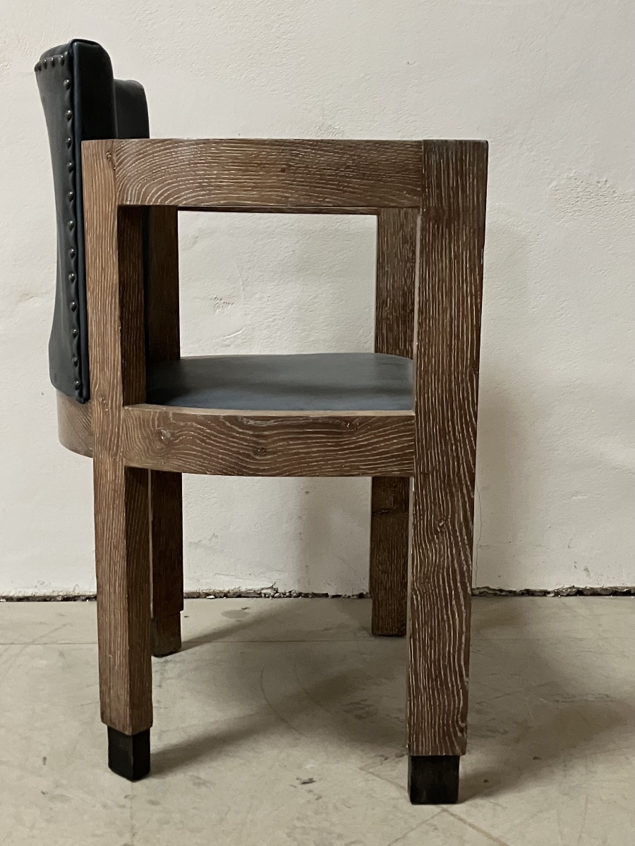 Michel Dufet Modernist Desk And Armchair In Ceruse Oak-photo-4