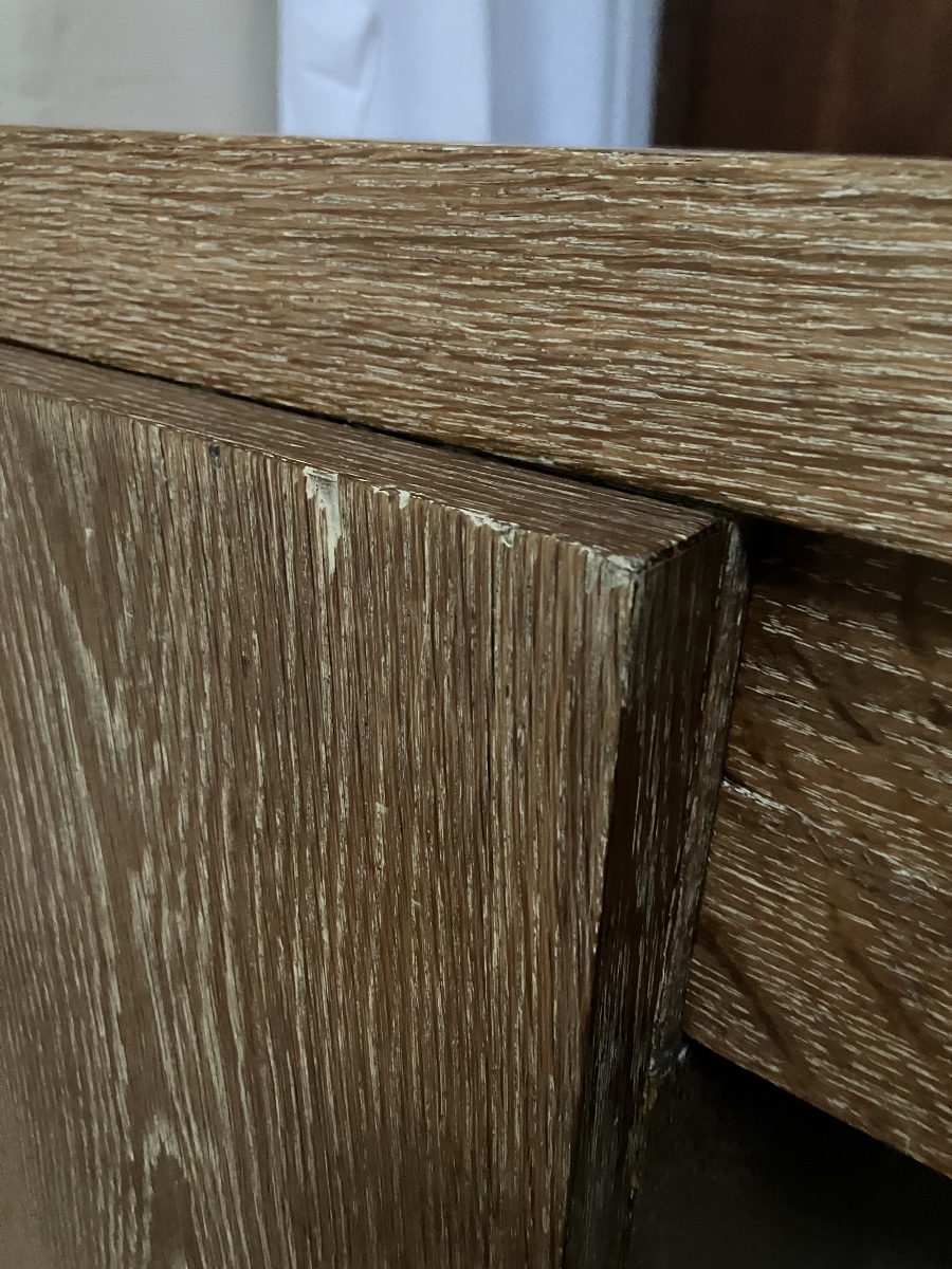Michel Dufet Modernist Desk And Armchair In Ceruse Oak-photo-6