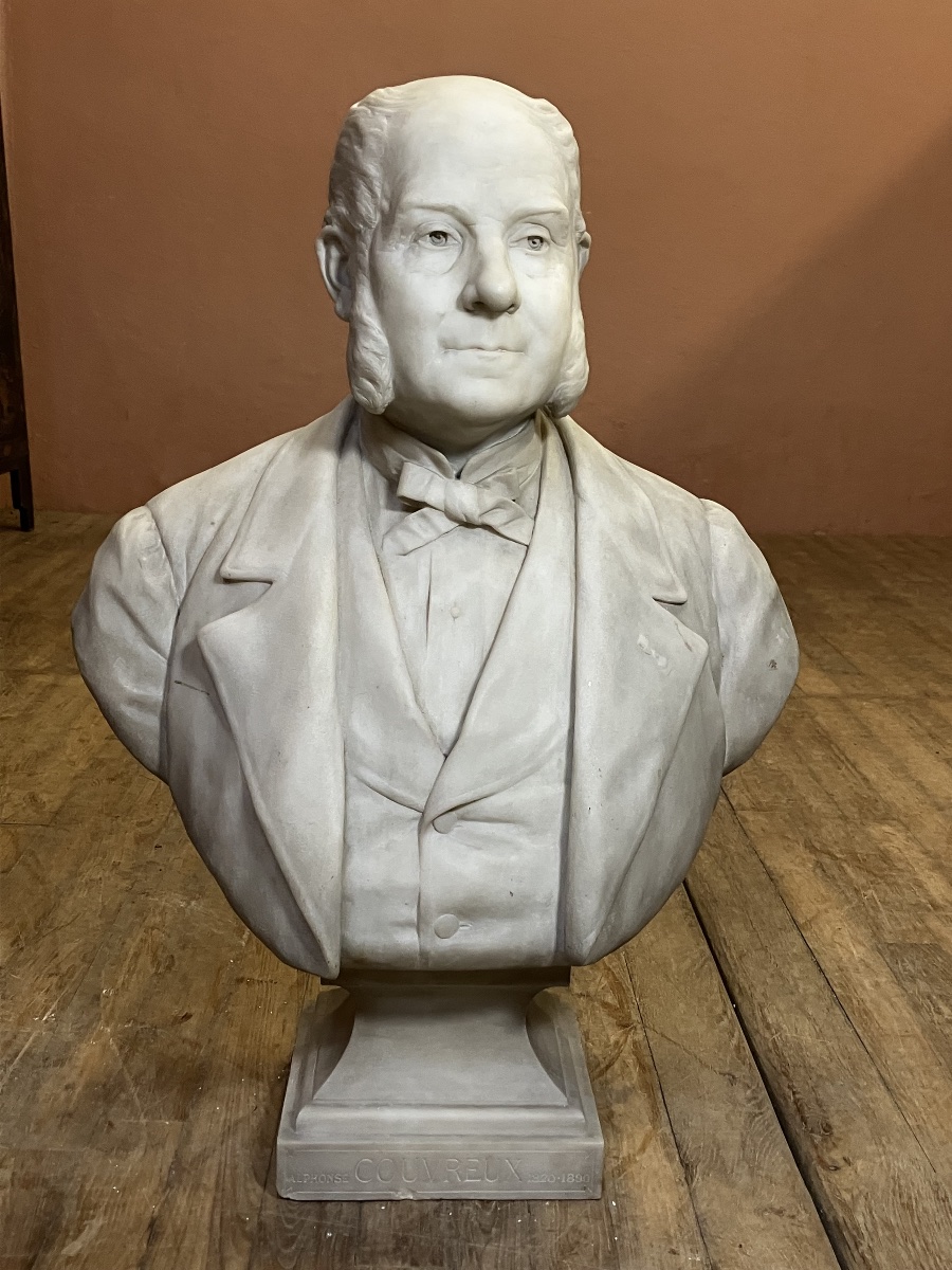 Emile Soldi Buste marbre d' Alphonse Couvreux Sculpture XIXème Soldi-Colbert