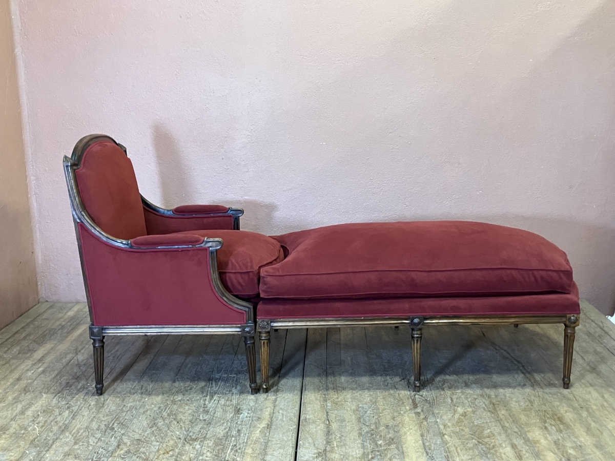 Duchesse Brisée Louis XVI Period Bergère Et Bout De Pied Méridienne Repos-photo-3