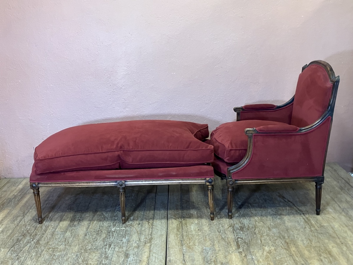 Duchesse Brisée Louis XVI Period Bergère Et Bout De Pied Méridienne Repos-photo-2