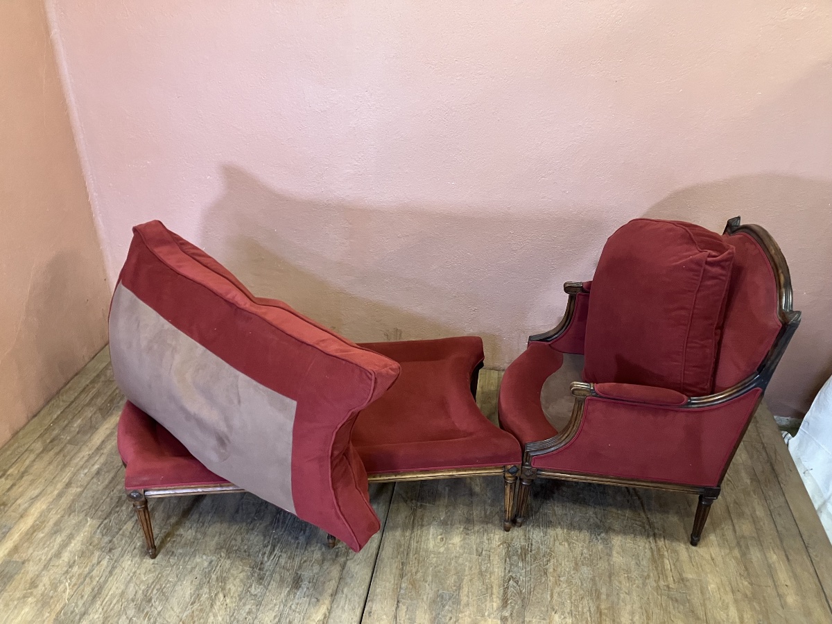 Duchesse Brisée Louis XVI Period Bergère Et Bout De Pied Méridienne Repos-photo-4