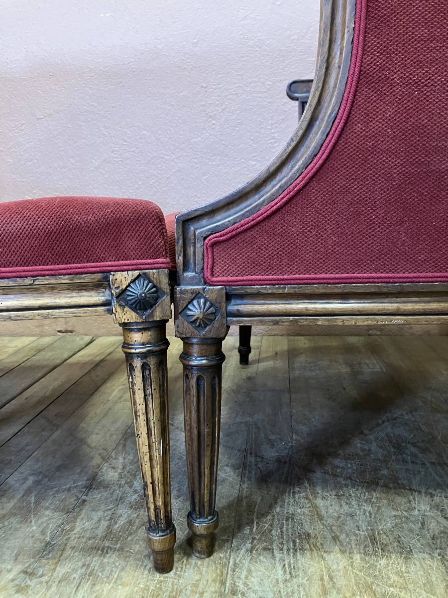 Duchesse Brisée Louis XVI Period Bergère Et Bout De Pied Méridienne Repos-photo-5