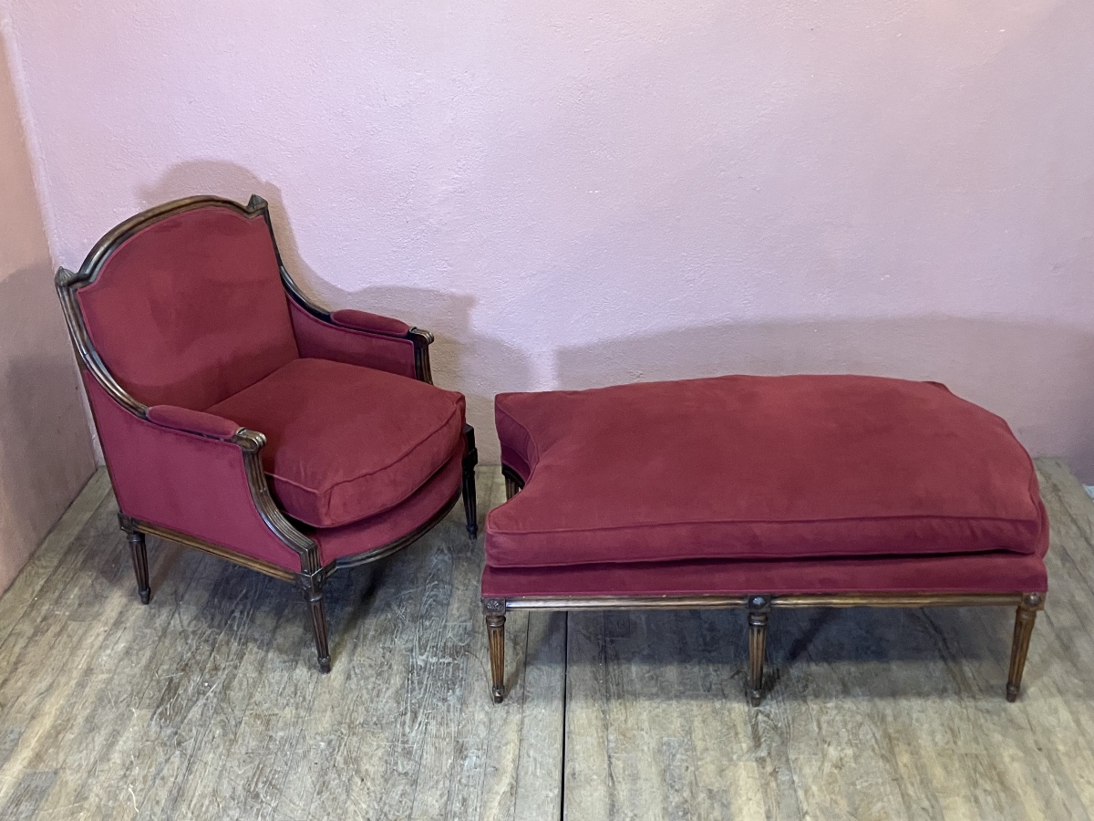 Duchesse Brisée Louis XVI Period Bergère Et Bout De Pied Méridienne Repos-photo-7