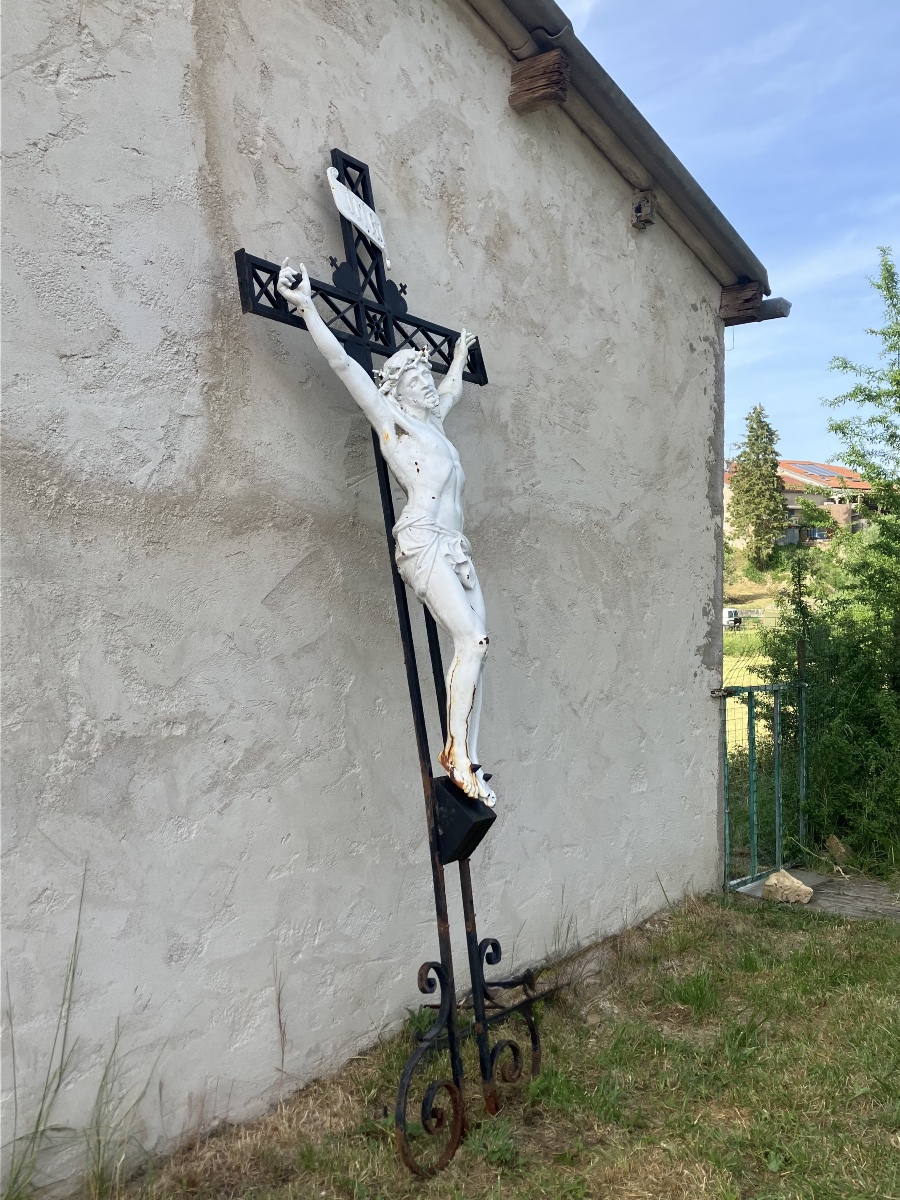 Grand Christ en fonte sur sa croix époque 19ème  322 cm-photo-2