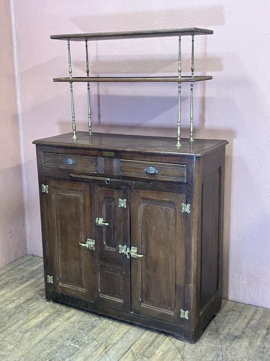 Glacière de bar avec verrier étagère en chêne meuble de métier comptoir bistrot