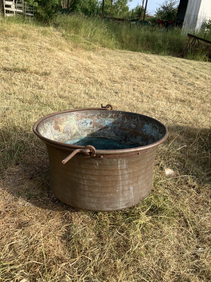 Copper Cauldron With Handle Planter Garden Decoration Basin-photo-6