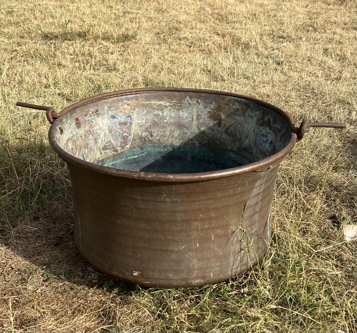 Copper Cauldron With Handle Planter Garden Decoration Basin