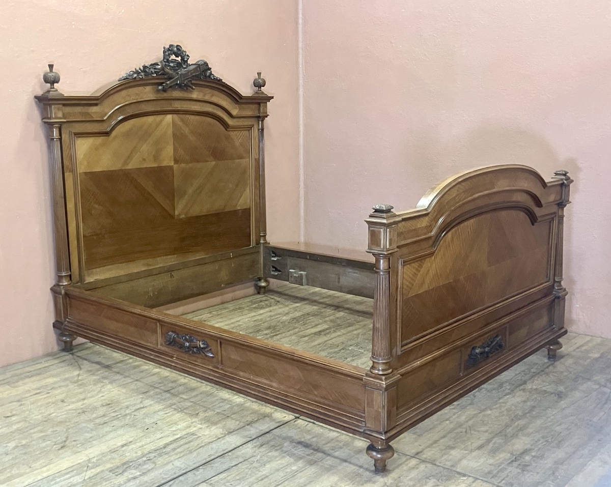 Napoleon III Louis XVI Large Walnut Bed