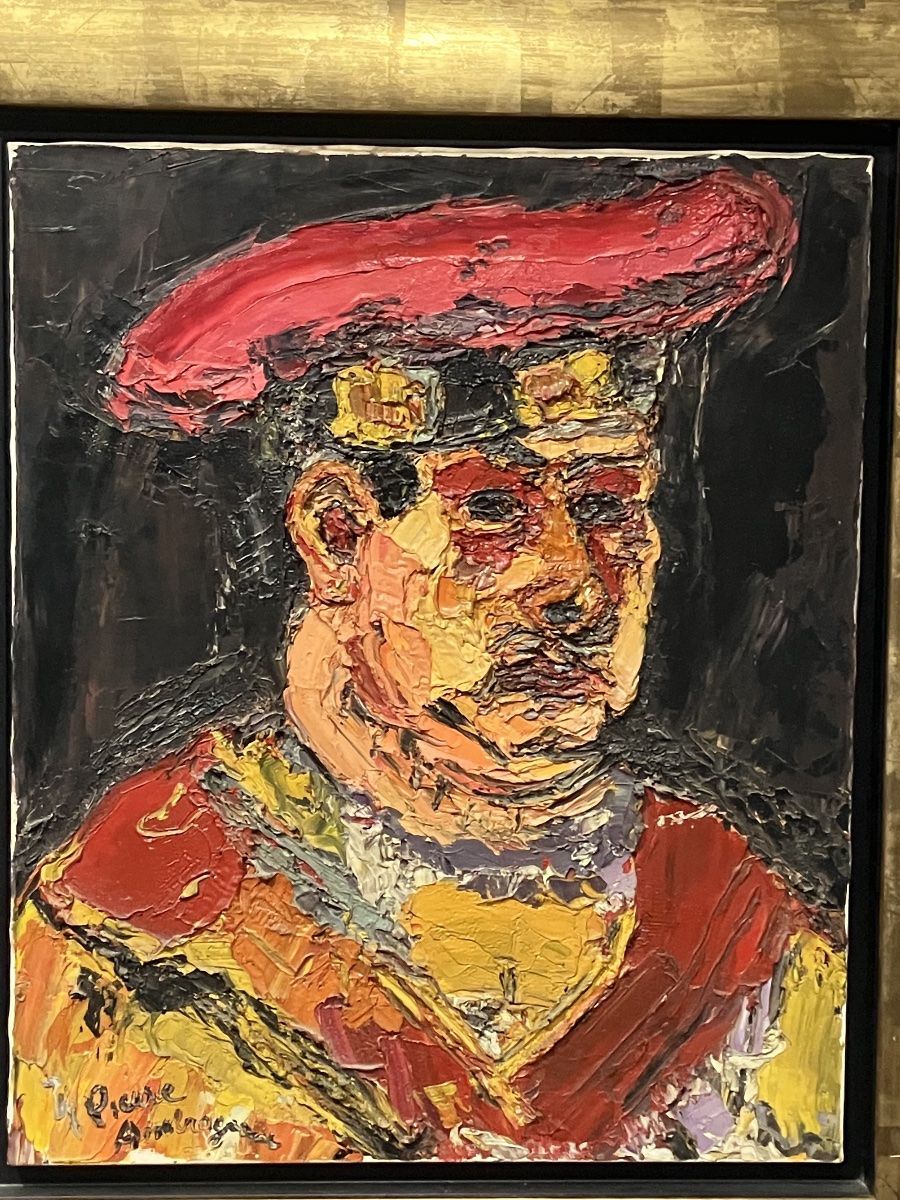 Pierre Ambrogiani  Portrait , autoportrait Huile sur toile tableau encadré-photo-1