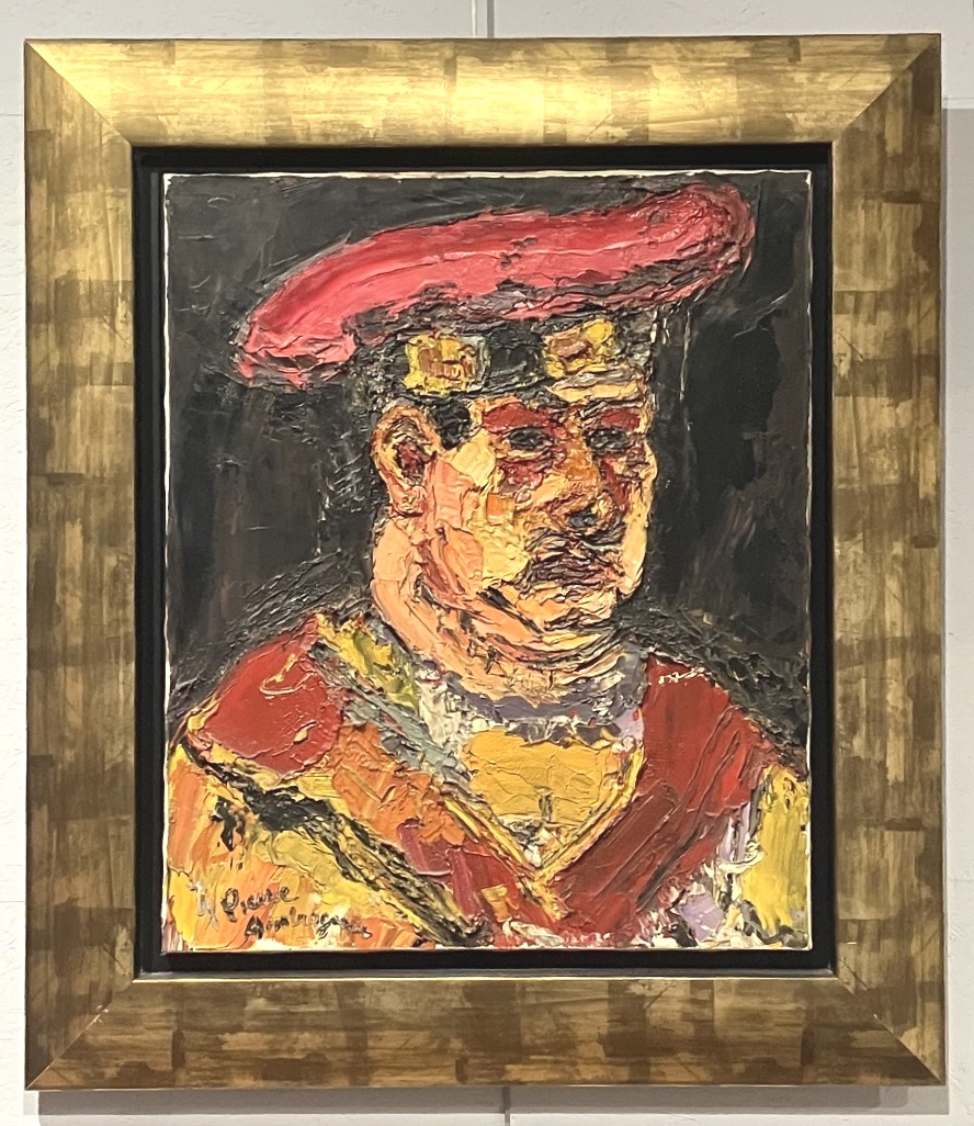 Pierre Ambrogiani  Portrait , autoportrait Huile sur toile tableau encadré