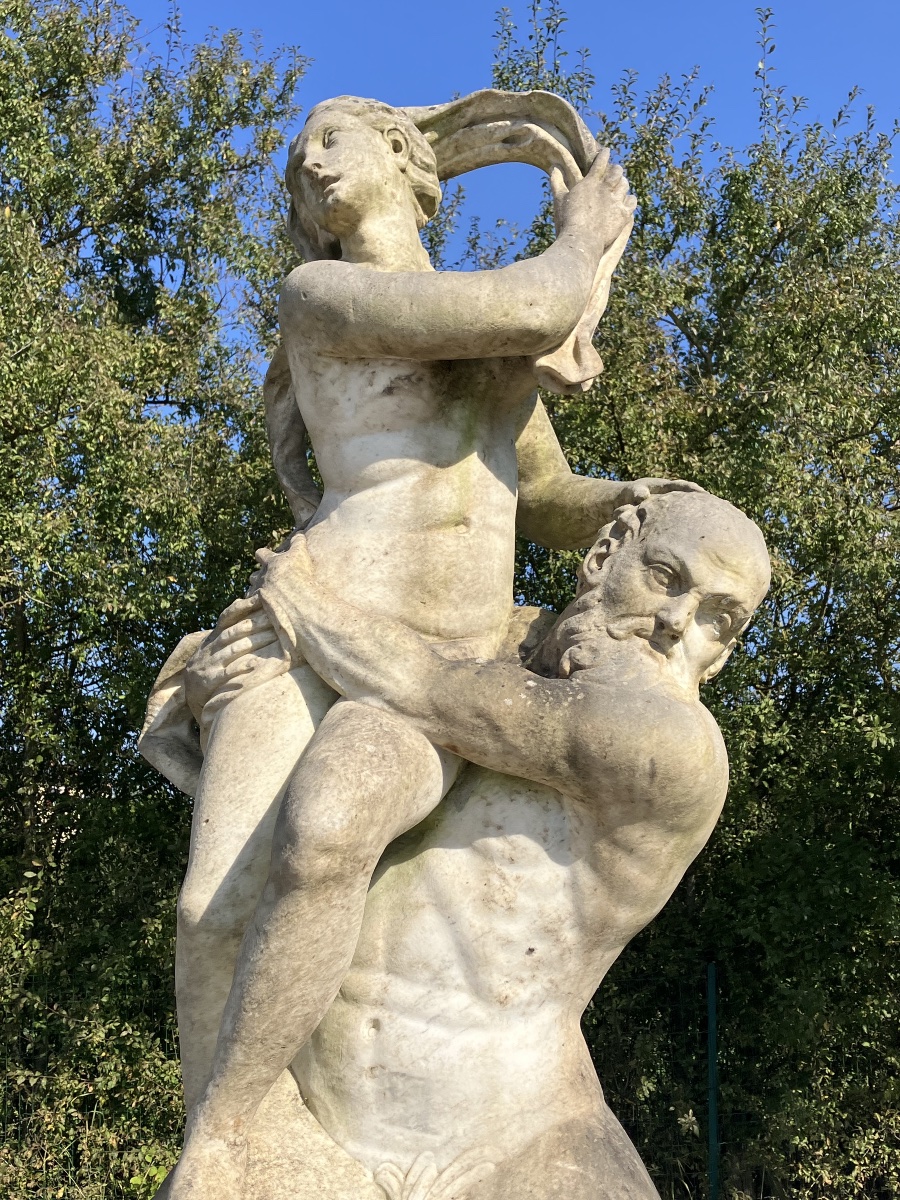 Large Marble Park Statue Of Amphitrite And Poseidon, Mythology, Garden Fountain, 17th Century-photo-2