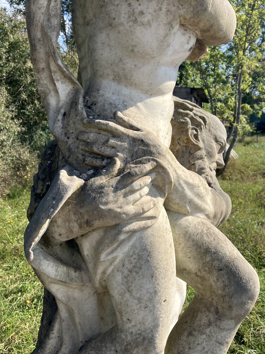 Large Marble Park Statue Of Amphitrite And Poseidon, Mythology, Garden Fountain, 17th Century-photo-4