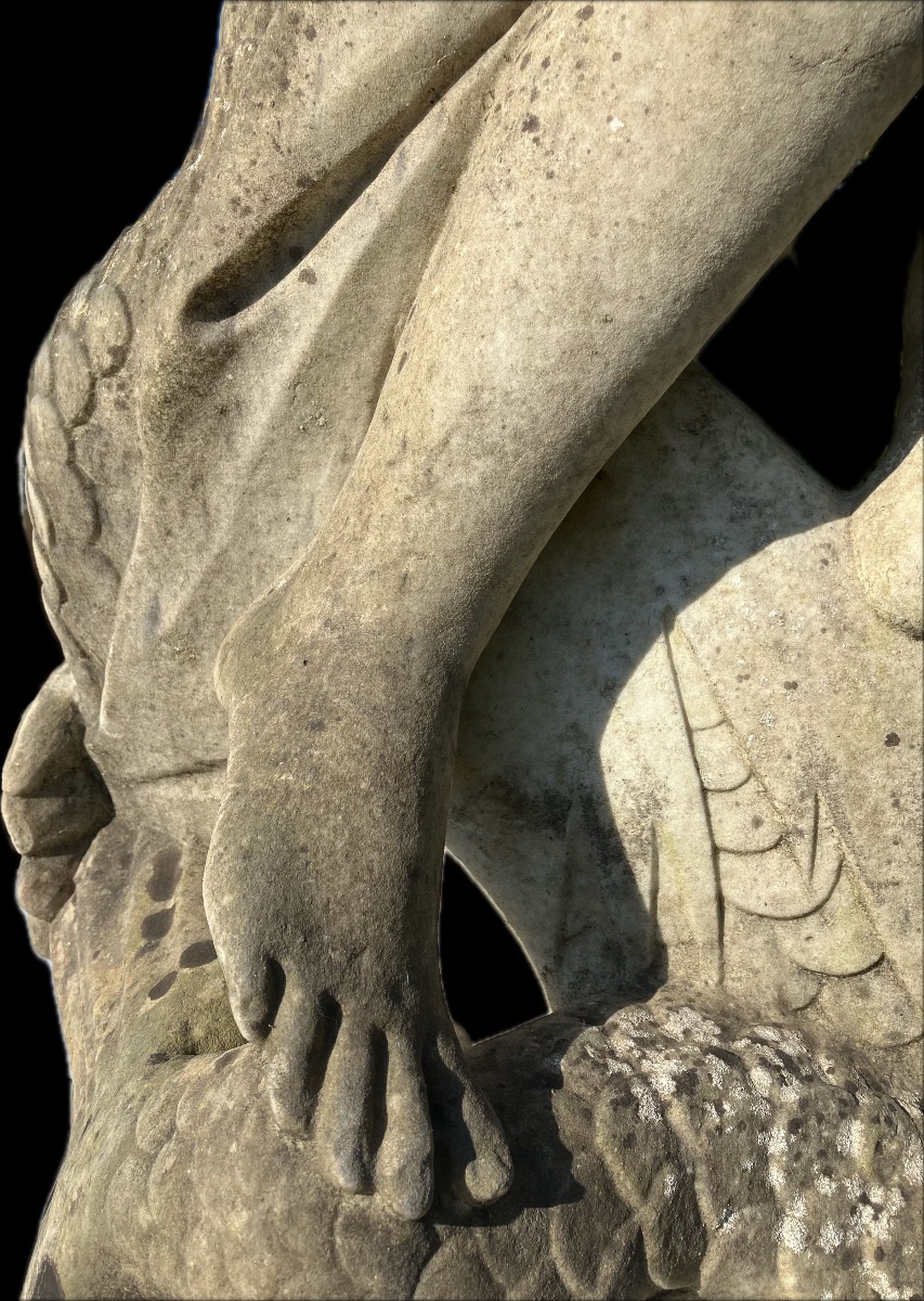 Large Marble Park Statue Of Amphitrite And Poseidon, Mythology, Garden Fountain, 17th Century-photo-4