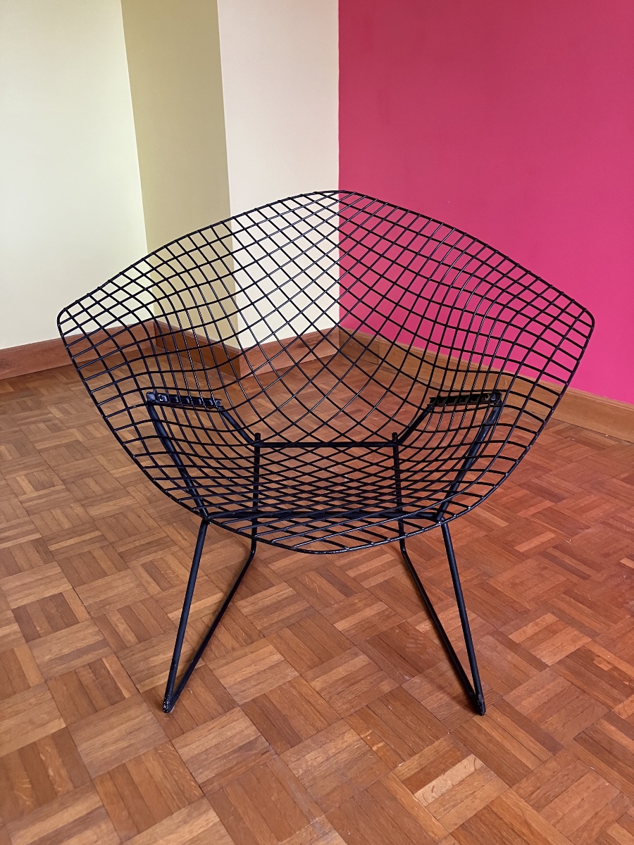 Harry Bertoia Diamond Armchairs, Black Diamond, Vintage Edition By Knoll-photo-2