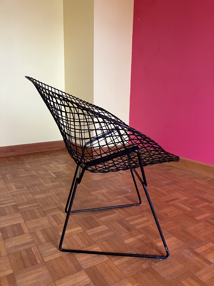 Harry Bertoia Diamond Armchairs, Black Diamond, Vintage Edition By Knoll-photo-3