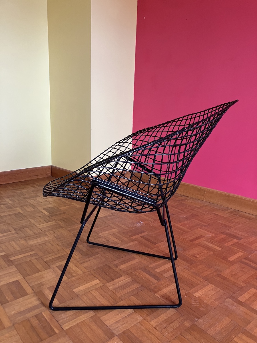 Harry Bertoia Diamond Armchairs, Black Diamond, Vintage Edition By Knoll-photo-2