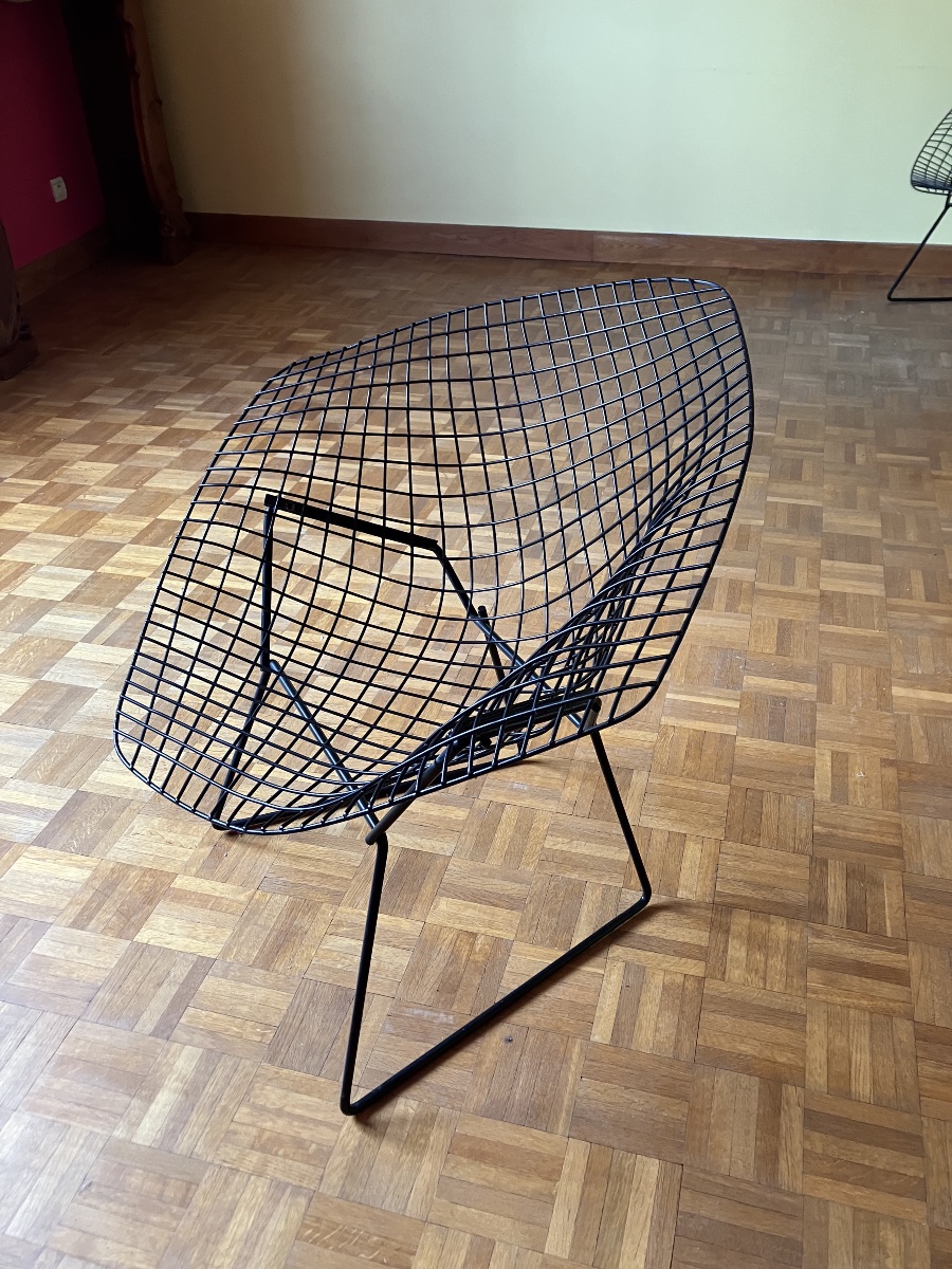 Harry Bertoia Diamond Armchairs, Black Diamond, Vintage Edition By Knoll-photo-6