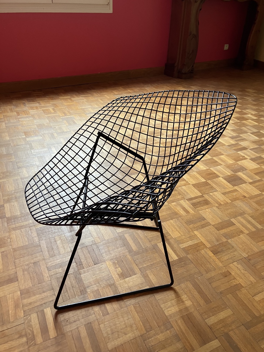Harry Bertoia Diamond Armchairs, Black Diamond, Vintage Edition By Knoll-photo-7