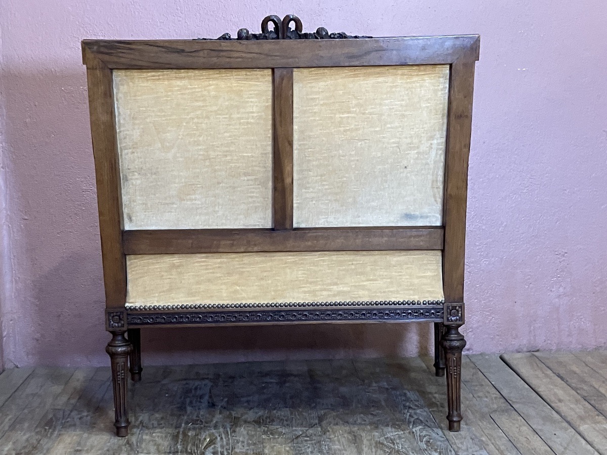 Marquise de style Louis XVI en noyer 19eme bergère canapé fauteuil -photo-3