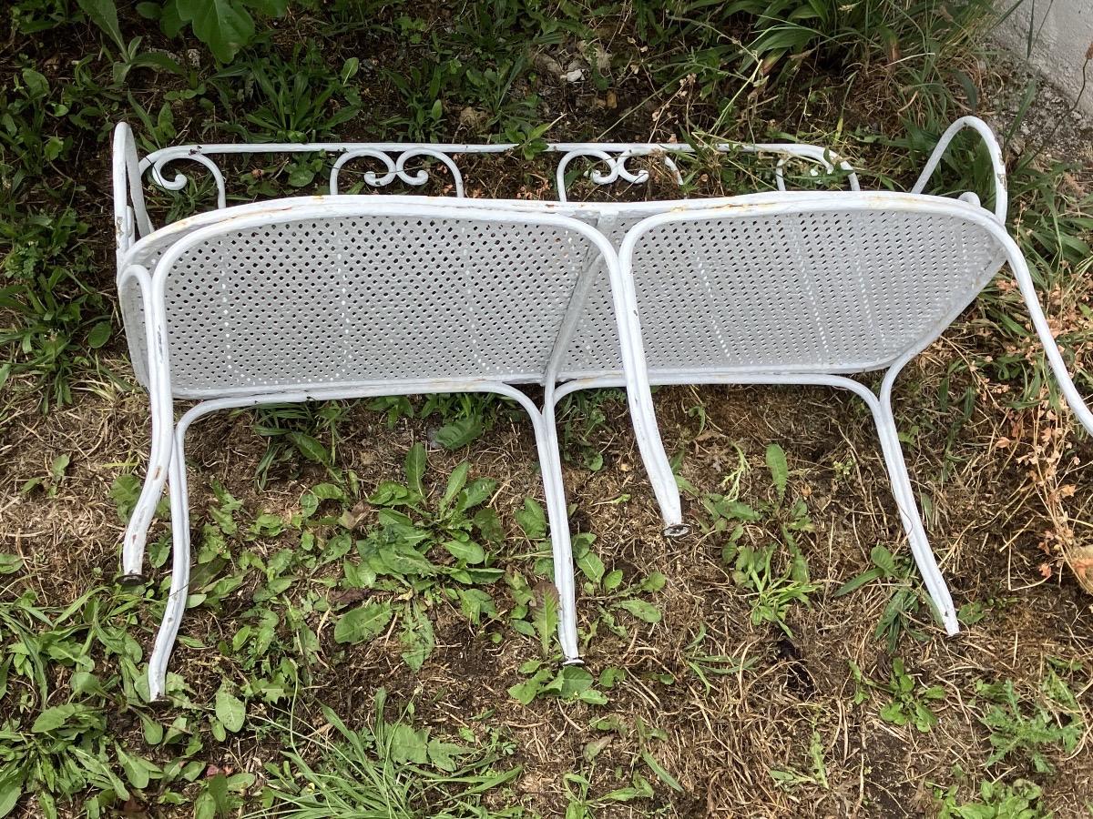 Banc de jardin en fer forgé 19eme galbé en façade -photo-7