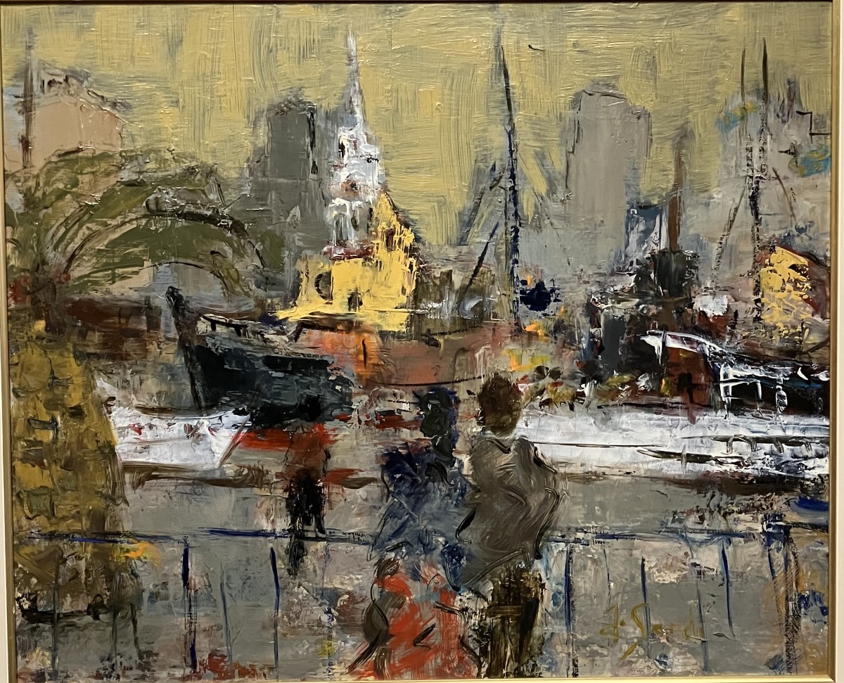 Jean Sardi Flânerie sur le port Tableau Marseille bateaux à quai-photo-2