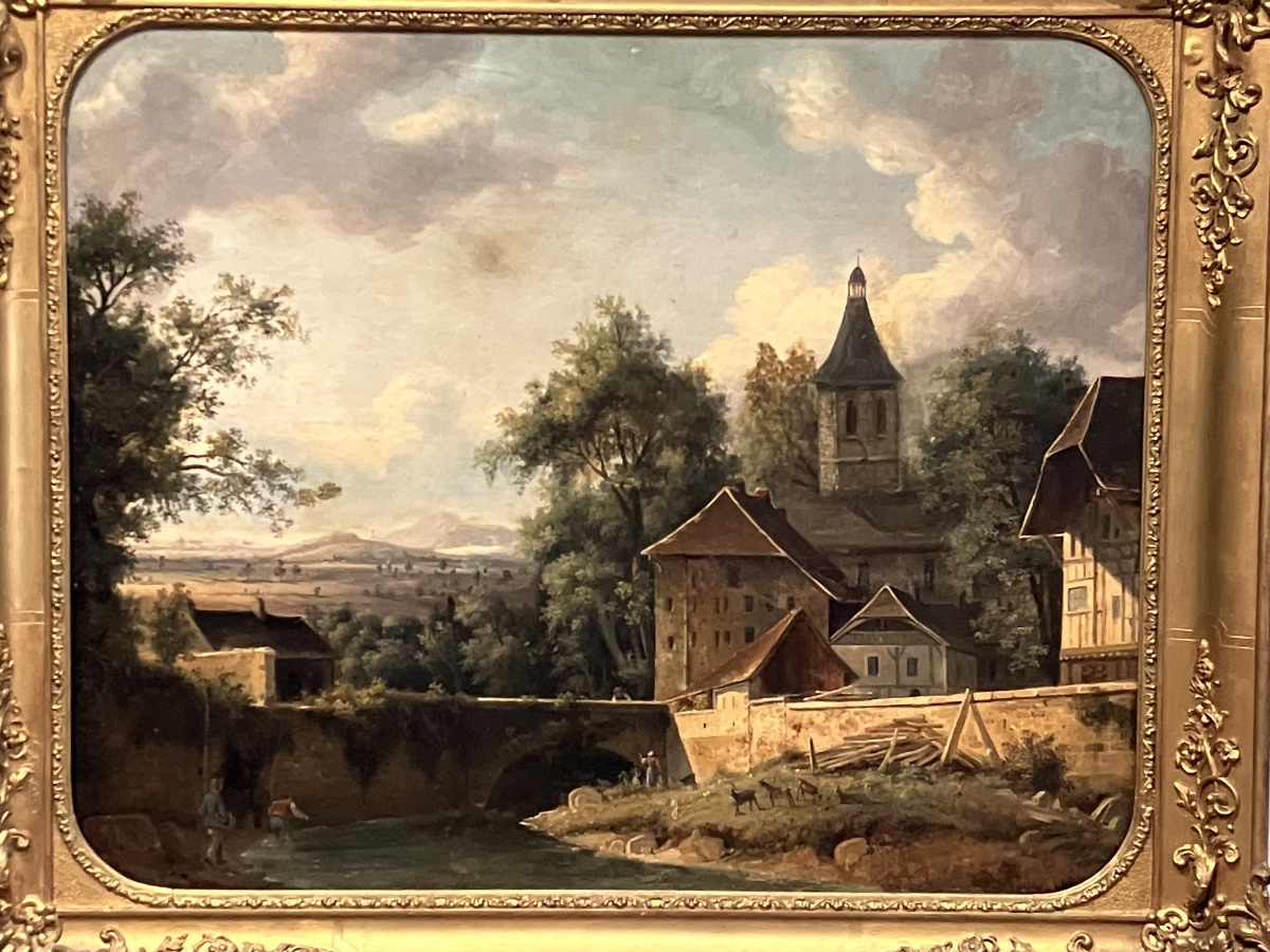Tableau Ecole Suisse ou Allemande Epoque Romantique Paysage animé 19ème-photo-2