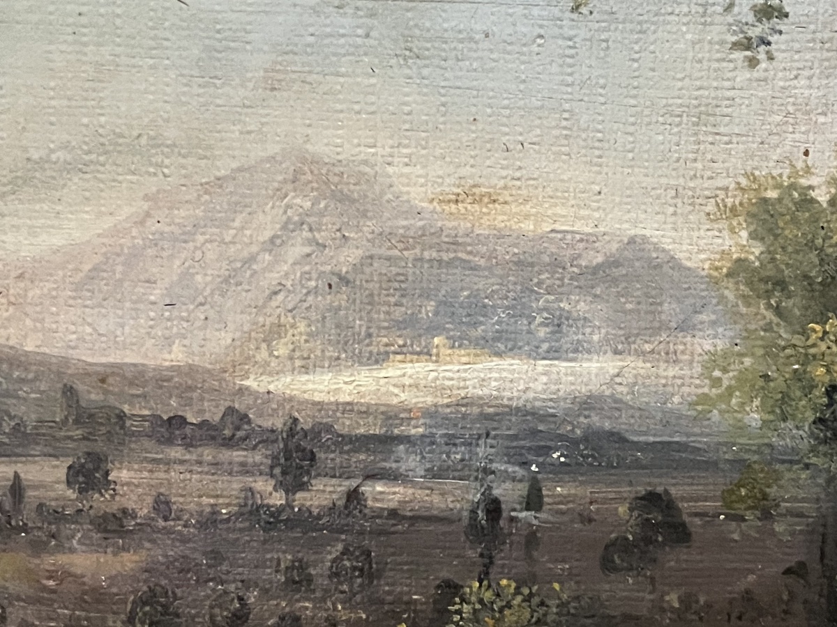 Tableau Ecole Suisse ou Allemande Epoque Romantique Paysage animé 19ème-photo-1