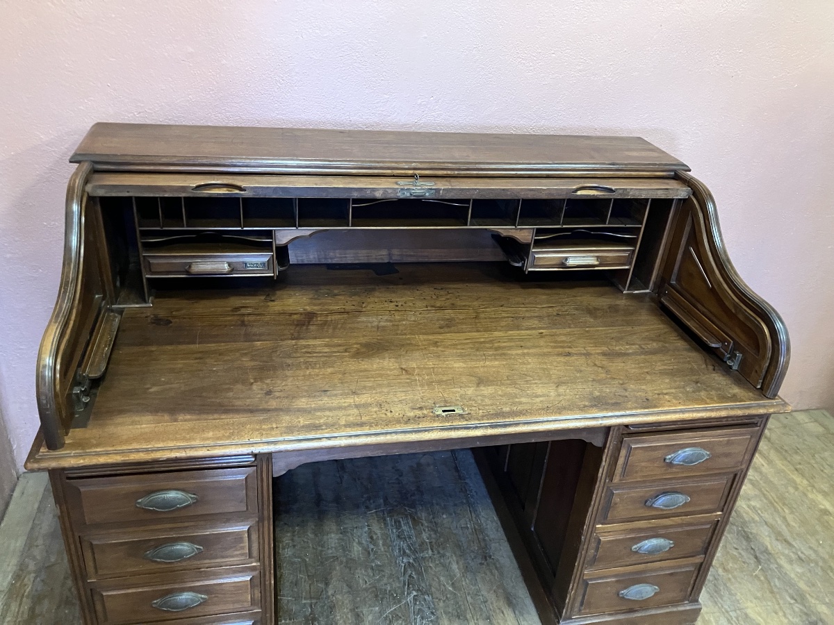 Bureau américain en noyer Charles Delaunay Paris Faubourg Saint Antoine Franco Américain-photo-1