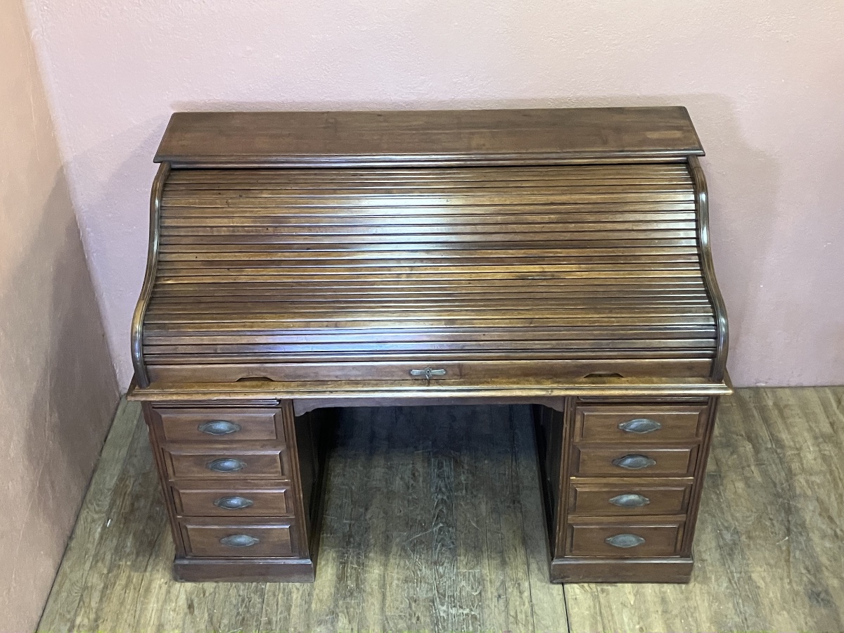 Bureau américain en noyer Charles Delaunay Paris Faubourg Saint Antoine Franco Américain-photo-4