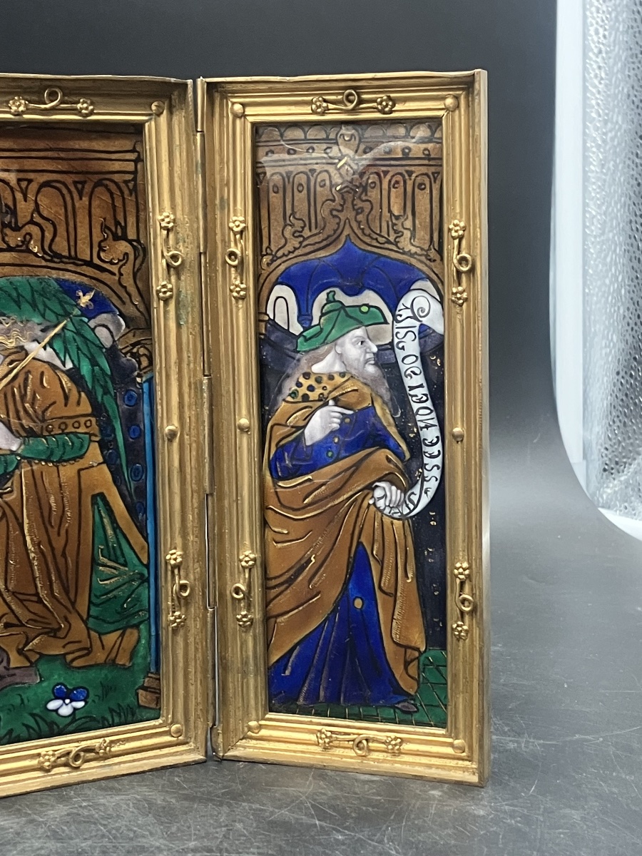 Triptyque en émail de Limoges : L'Annonciation , art Chrétien-photo-4
