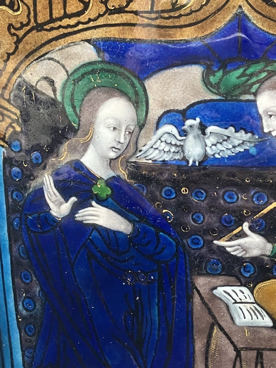 Triptyque en émail de Limoges : L'Annonciation , art Chrétien-photo-6