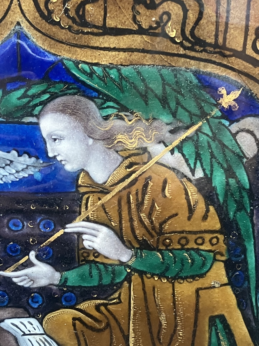 Triptyque en émail de Limoges : L'Annonciation , art Chrétien-photo-7