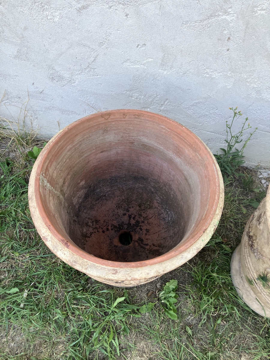 Anduze paire de vases 80 cm terre cuite pots de  jardin  Au chêne vert-photo-5