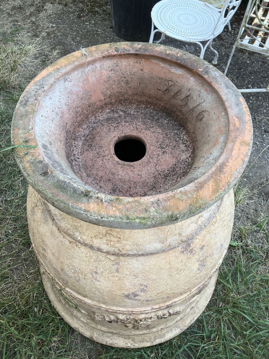 Anduze paire de vases 80 cm terre cuite pots de  jardin  Au chêne vert-photo-8