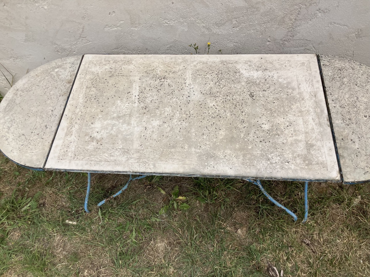 Table de jardin en 3 éléments modulables fer forgé 220 cm paire consoles-photo-2