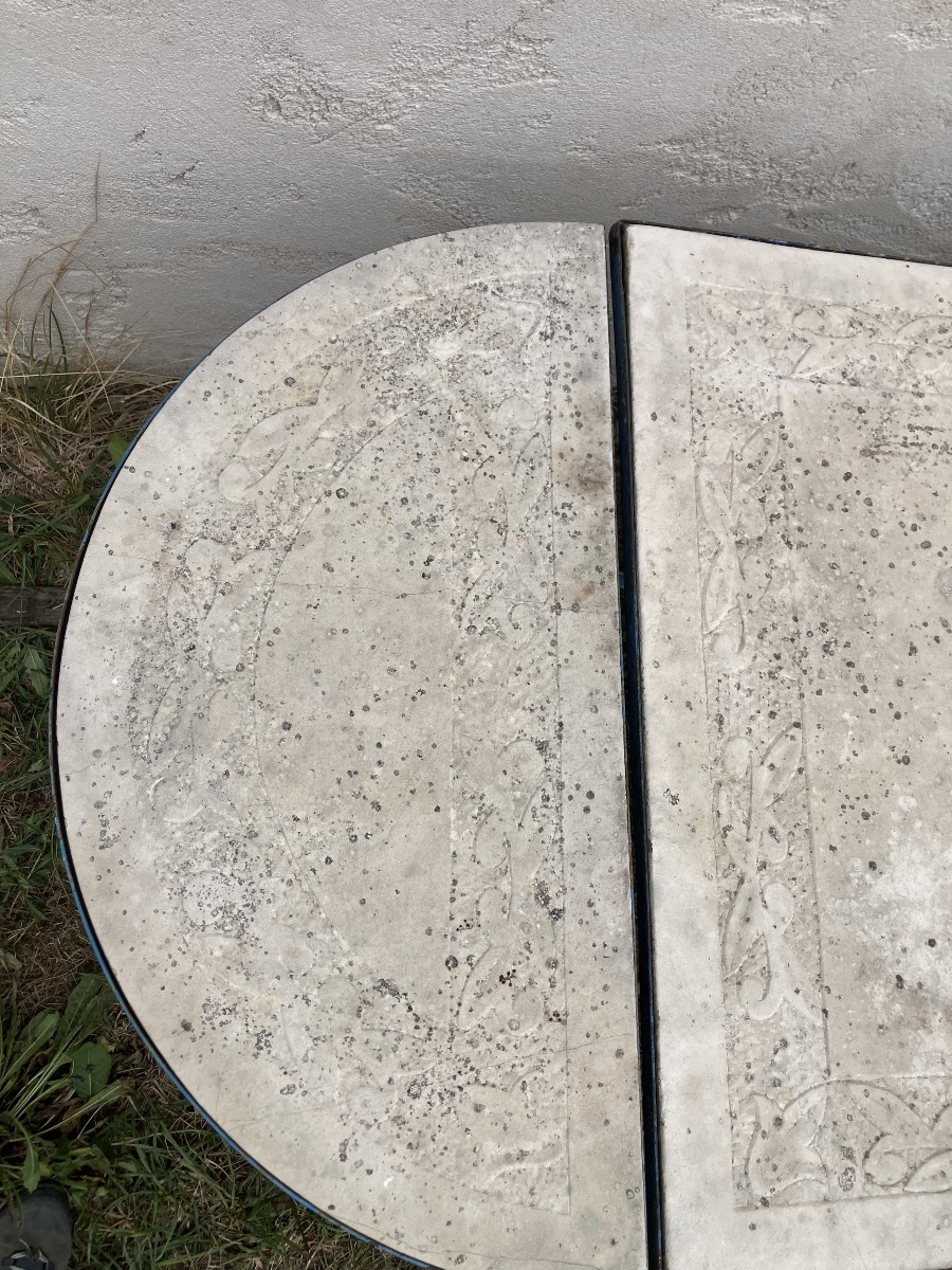 Table de jardin en 3 éléments modulables fer forgé 220 cm paire consoles-photo-4