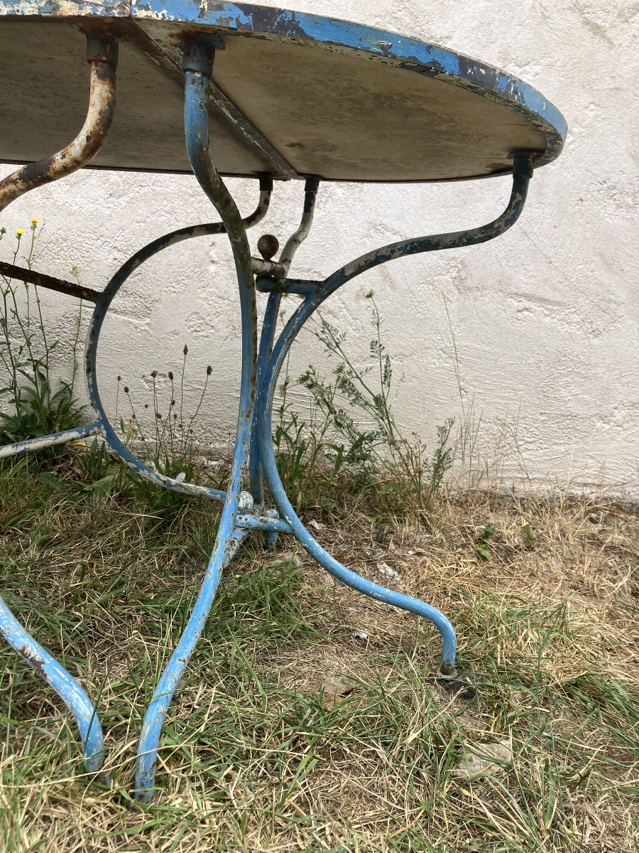 Table de jardin en 3 éléments modulables fer forgé 220 cm paire consoles-photo-5