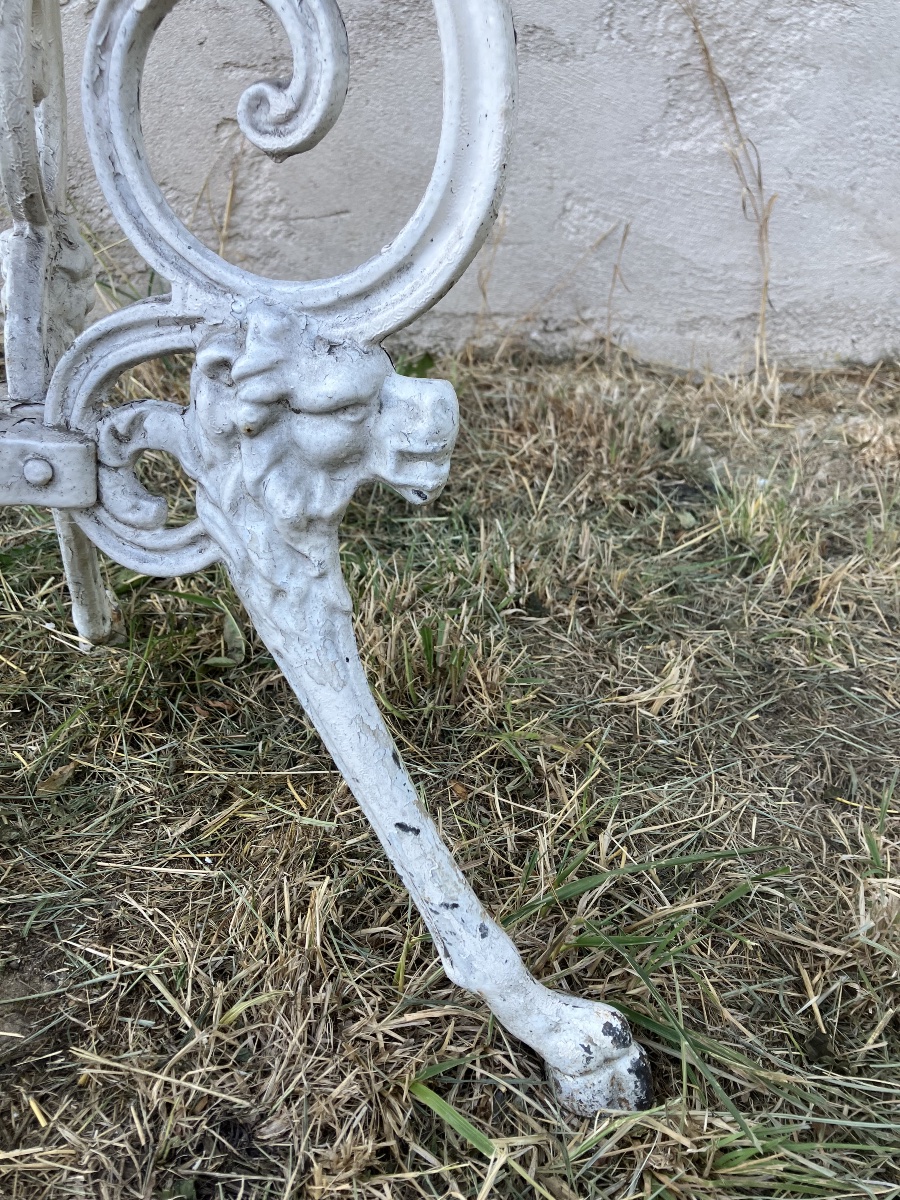 Guéridon de jardin en fonte et granito -photo-3