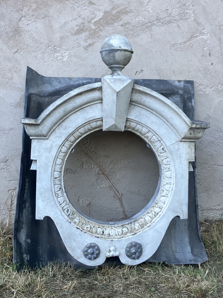 19th-century Zinc Bull's-eye, Garden Ornament, Architectural Element-photo-2
