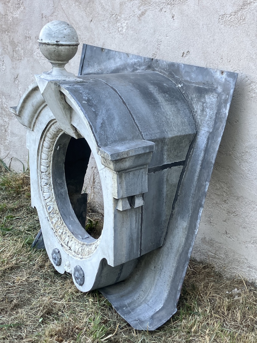 19th-century Zinc Bull's-eye, Garden Ornament, Architectural Element-photo-3